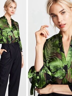 Alice + Olivia $295 Sheila silk blend blouse size medium